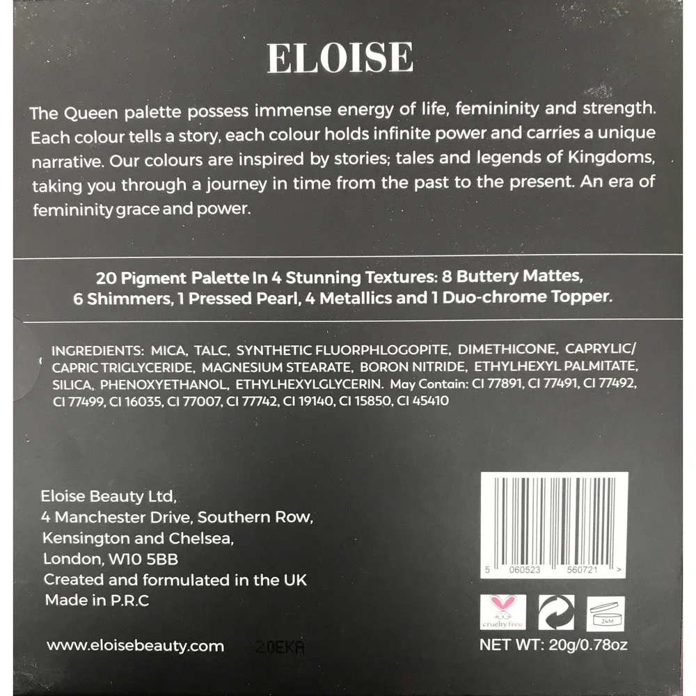 Eloise Beauty The Queen Eyeshadow Shimmer Matte Makeup Palette‎ NIB